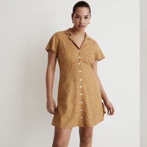 Madewell Mustard Floral Mini Dress